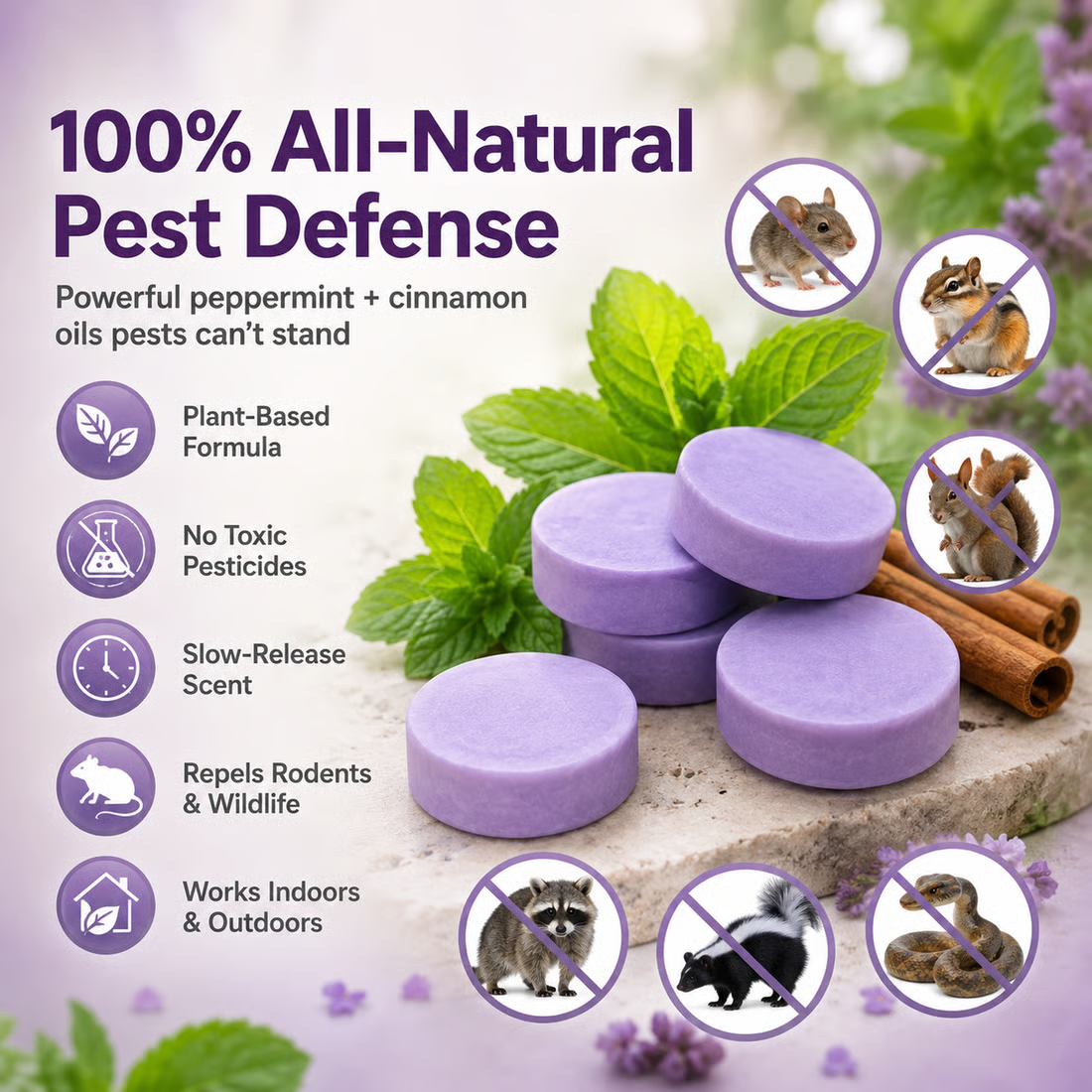 All-Natural Peppermint & Cinnamon Pest & Rodent Repellent Pucks