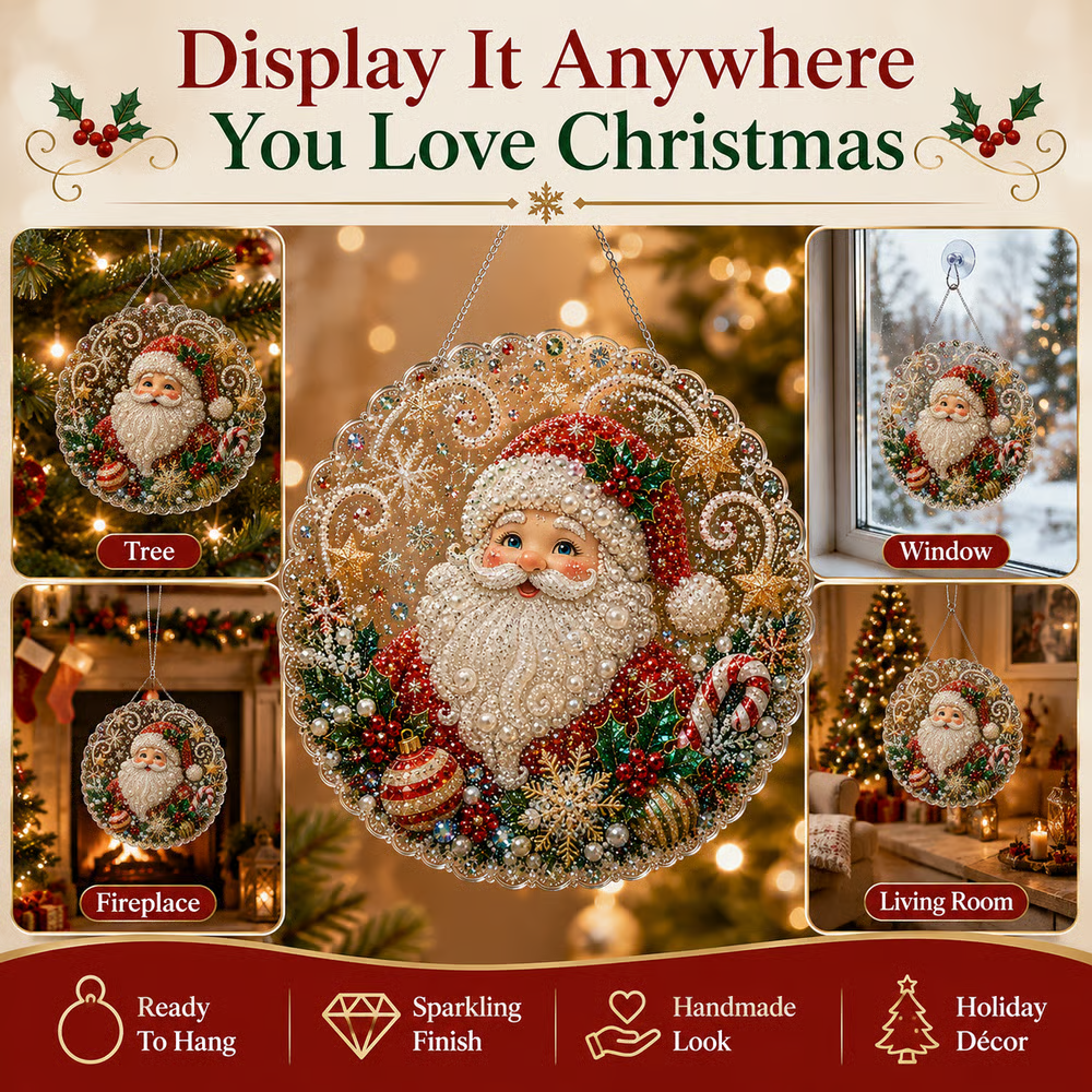 🎄 LAST DAY 50% OFF – ✨ Christmas Pearl Diamond Art Hanging Ornament Kit | Luxury Flocked Canvas with Scratch-Resistant Non-Fading Pearl Beads DIY Handmade Holiday Hanging Decor 🎅💎