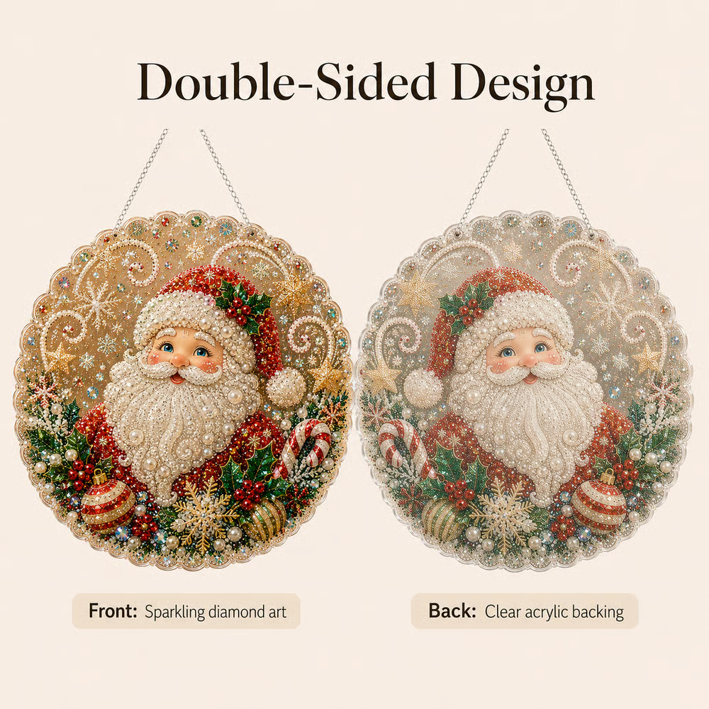 🎄 LAST DAY 50% OFF – ✨ Christmas Pearl Diamond Art Hanging Ornament Kit | Luxury Flocked Canvas with Scratch-Resistant Non-Fading Pearl Beads DIY Handmade Holiday Hanging Decor 🎅💎
