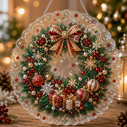 🎄 LAST DAY 50% OFF – ✨ Christmas Pearl Diamond Art Hanging Ornament Kit | Luxury Flocked Canvas with Scratch-Resistant Non-Fading Pearl Beads DIY Handmade Holiday Hanging Decor 🎅💎