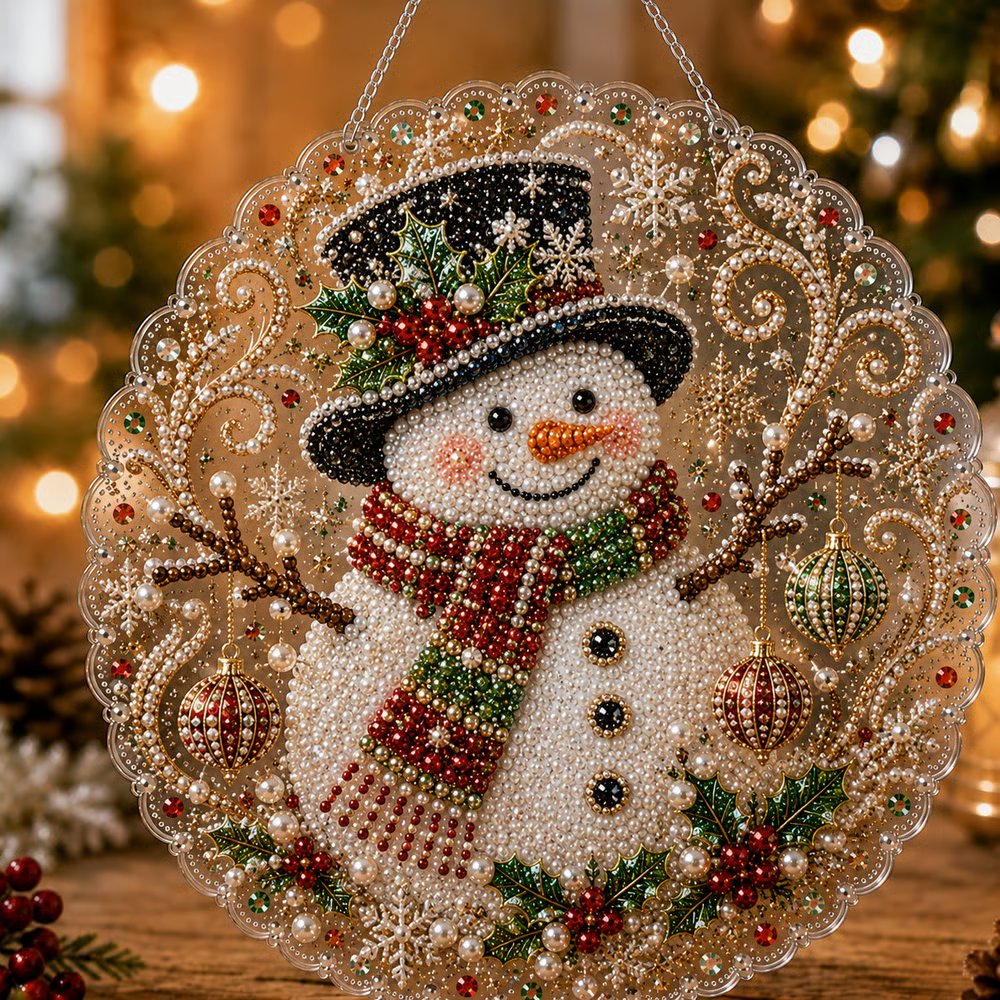 🎄 LAST DAY 50% OFF – ✨ Christmas Pearl Diamond Art Hanging Ornament Kit | Luxury Flocked Canvas with Scratch-Resistant Non-Fading Pearl Beads DIY Handmade Holiday Hanging Decor 🎅💎