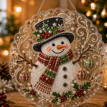 🎄 LAST DAY 50% OFF – ✨ Christmas Pearl Diamond Art Hanging Ornament Kit | Luxury Flocked Canvas with Scratch-Resistant Non-Fading Pearl Beads DIY Handmade Holiday Hanging Decor 🎅💎