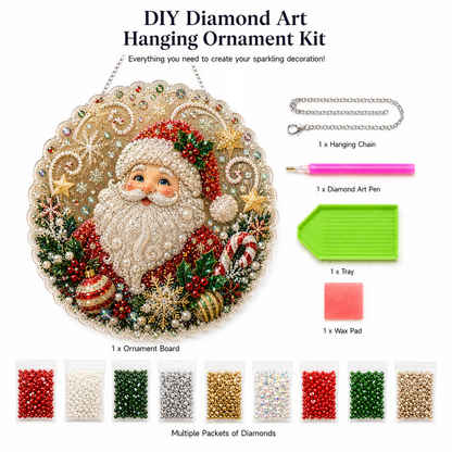 🎄 LAST DAY 50% OFF – ✨ Christmas Pearl Diamond Art Hanging Ornament Kit | Luxury Flocked Canvas with Scratch-Resistant Non-Fading Pearl Beads DIY Handmade Holiday Hanging Decor 🎅💎