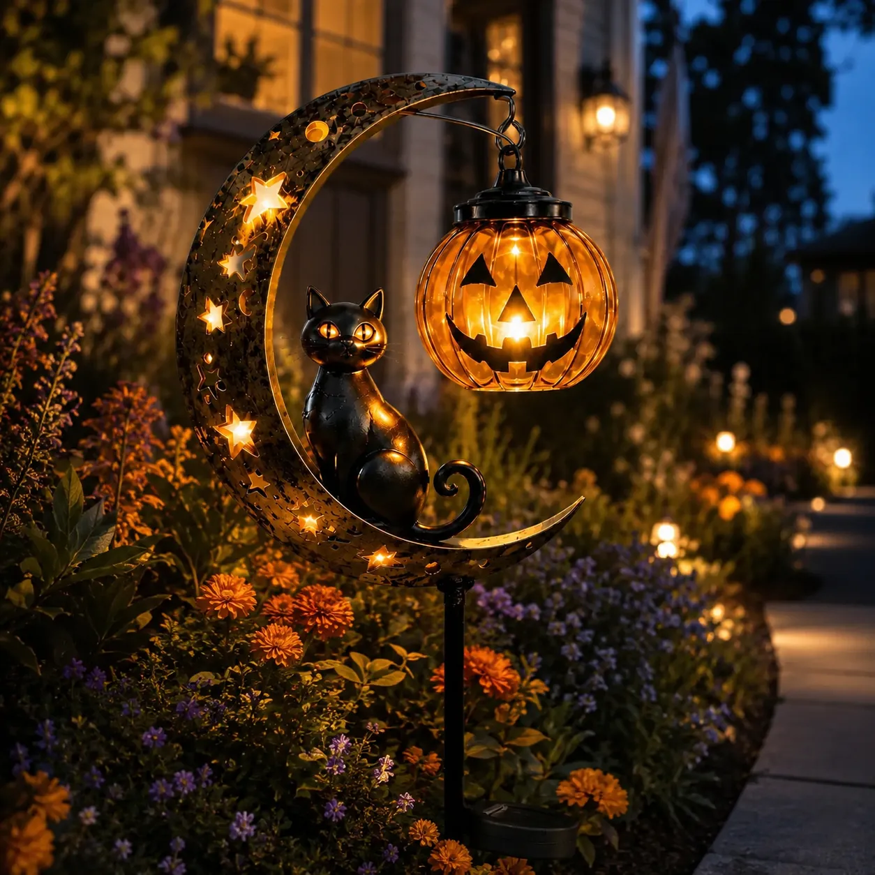 🎃Halloween Early Bird Special Sale 50% OFF-Pumpkin Moon Garden Stake Light