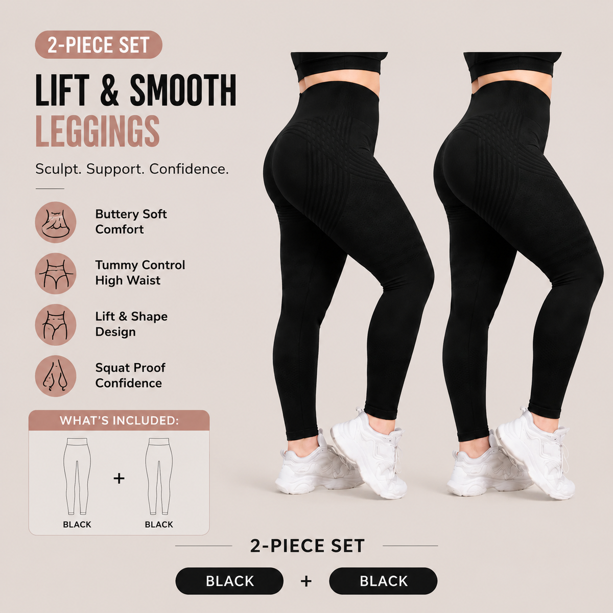 🌸💖Last Day! 50% OFF 2-Pack LBMLBM® Lift & Smooth Leggings