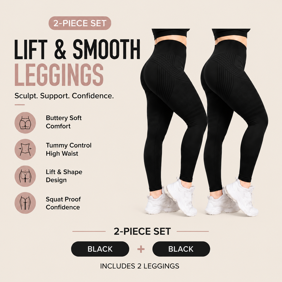 🌸💖Last Day! 50% OFF 2-Pack LBMLBM® Lift & Smooth Leggings