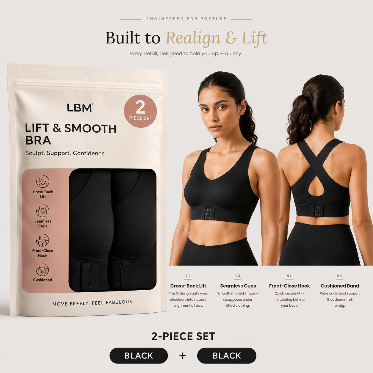 💖Last Day! 50% OFF 2-Pack LBMLBM® Posture Bra — Wireless Front-Closure Lift